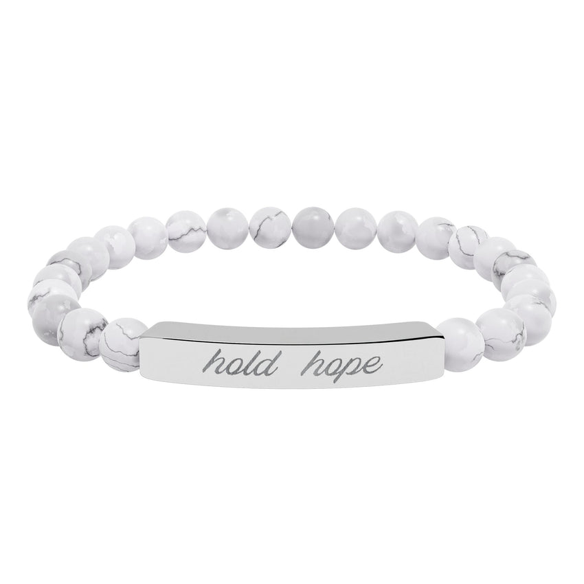 "Hold Hope" Engraved Natural Stone Stretch Bar Bracelet