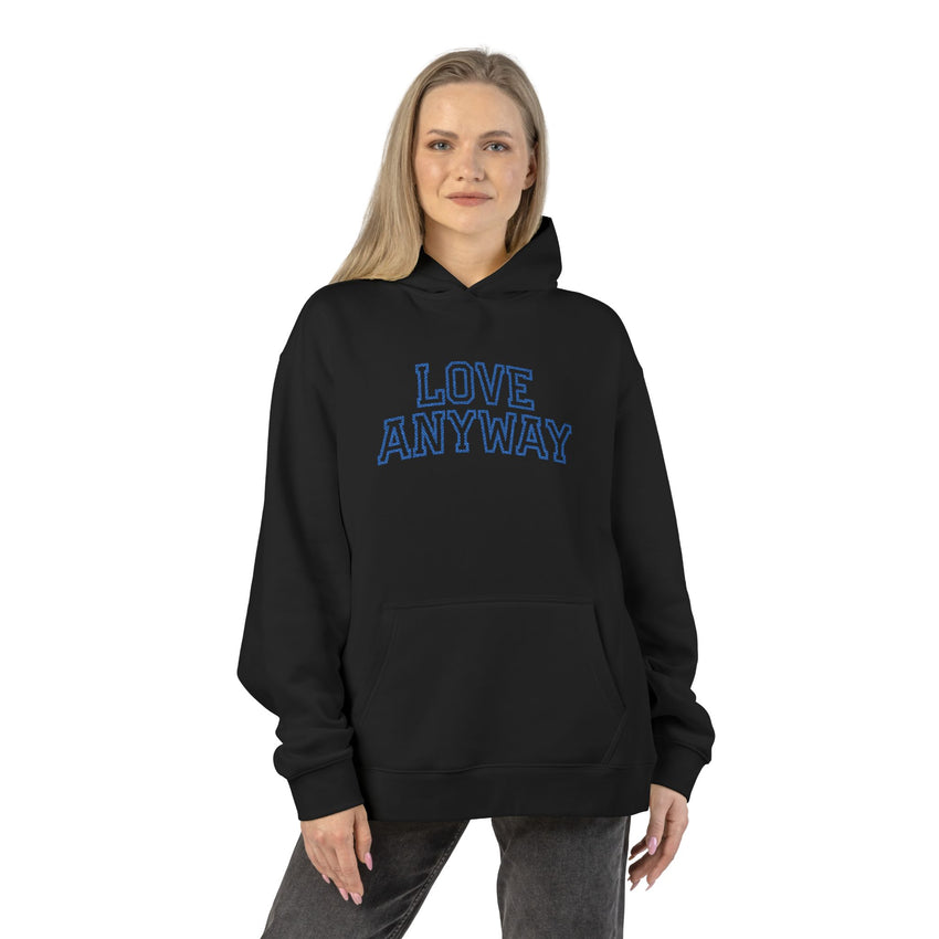 "Love Anyway" Royal Blue Collegiate Embroidered Relaxed Hoodie