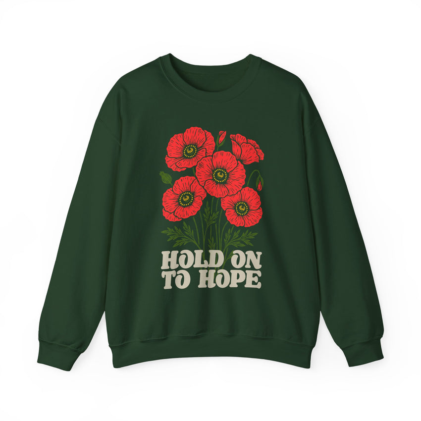 "Hold on to Hope" Poppy Unisex Heavy Blend Crewneck Sweatshirt