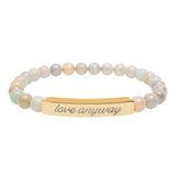 "Love Anyway" Engraved Natural Stone Stretch Bar Bracelet