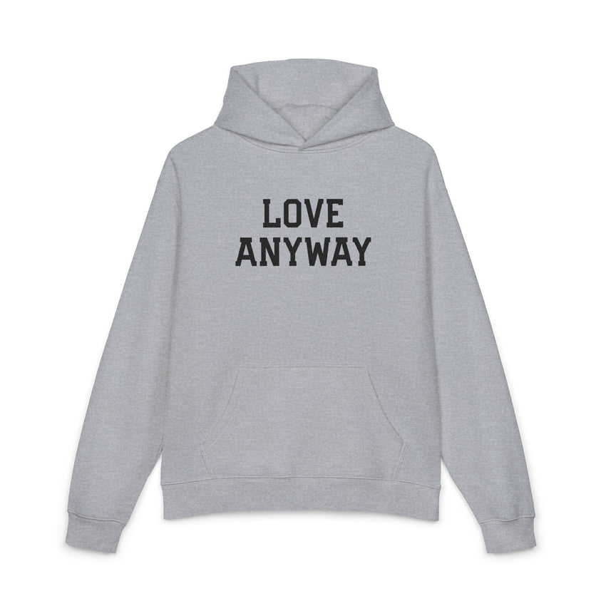 "Love Anyway" Black Embroidered Relaxed Hoodie