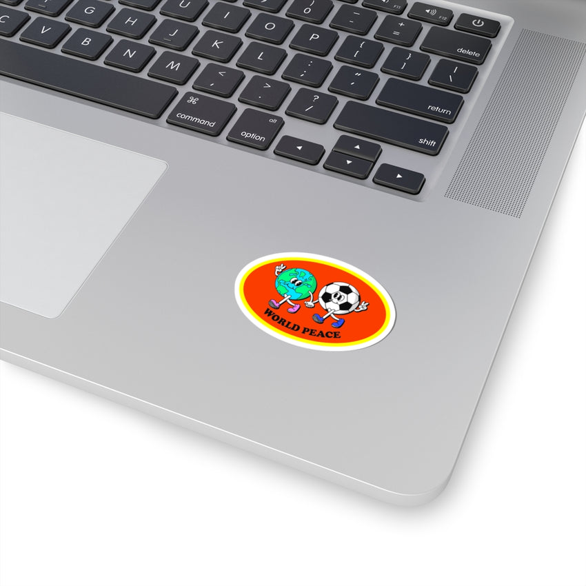 World Peace World and Soccer Ball Oval Kiss-Cut Stickers