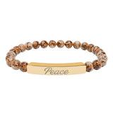"Peace" Engraved Natural Stone Stretch Bar Bracelet