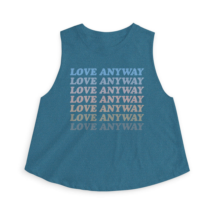 "Love Anyway" Vintage Waterfall Women's Crop Top