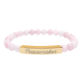 "Peacemaker" Engraved Natural Stone Stretch Bar Bracelet