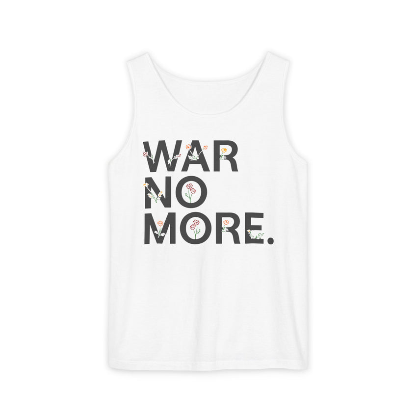 "War No More" Floral Unisex Garment-Dyed Tank Top