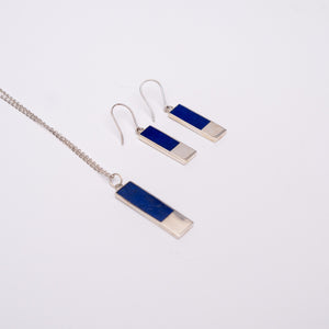 Lapis Lazuli and Silver Bar Necklace and Earring Bundle
