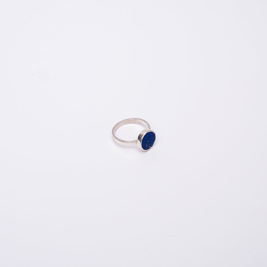 Lapis Lazuli Circle Silver Ring