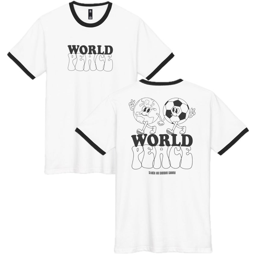 World Peace and Soccer Staple Ringer Tee