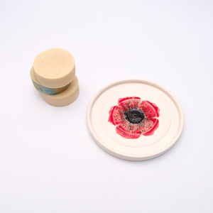 Red Poppy Ceramic Soap Dish and Floral Soap Bundle