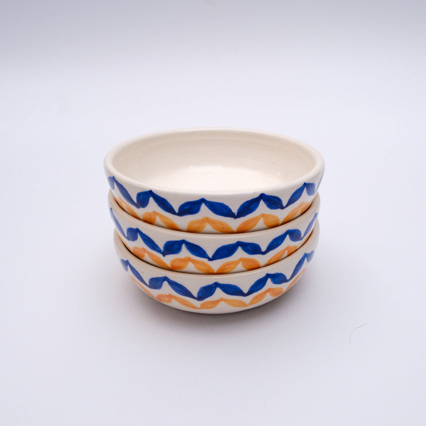 Blue Sea & Apricot Ceramic Bowls