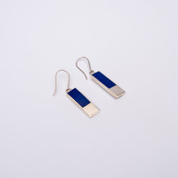 Lapis Silver Bar Earrings