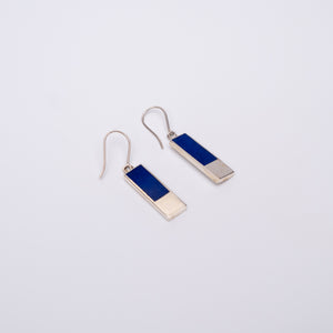 Lapis Silver Bar Earrings