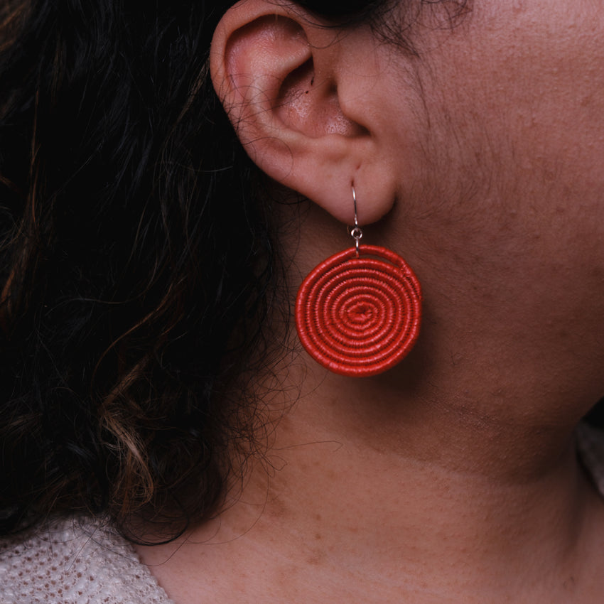 Vermillion Red Burundi Peace Woven Earrings