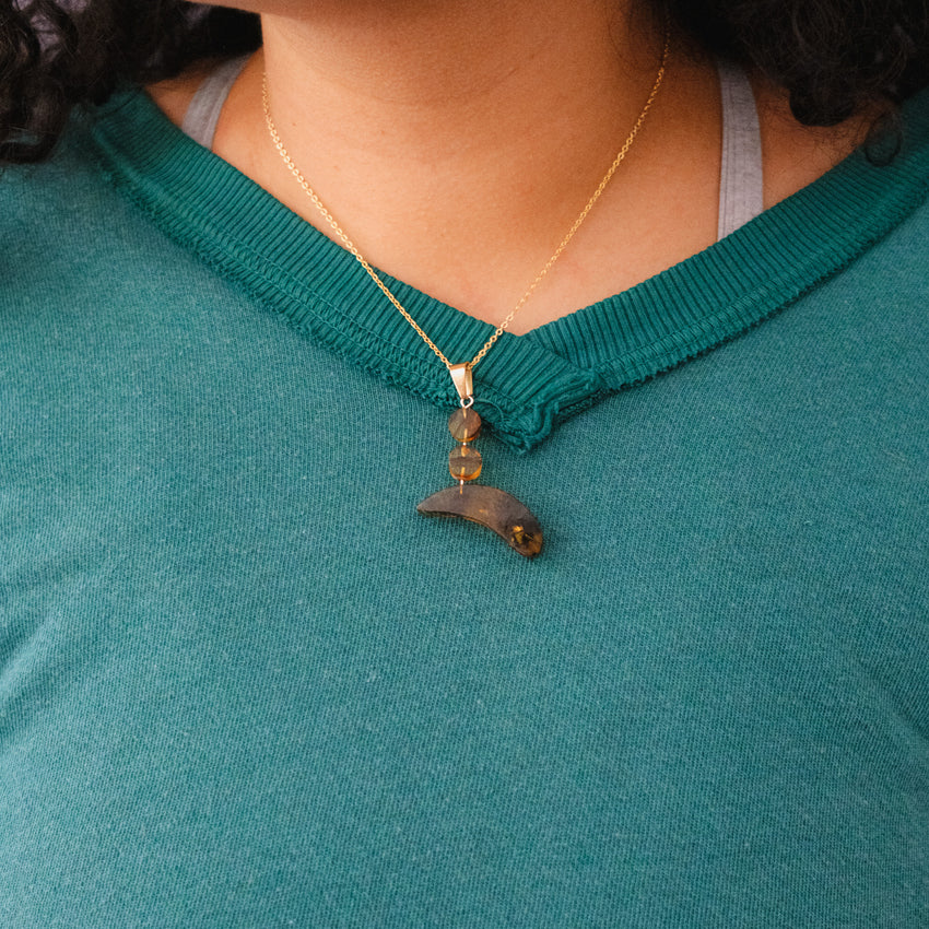 Amber Moon Bead Drop Necklace
