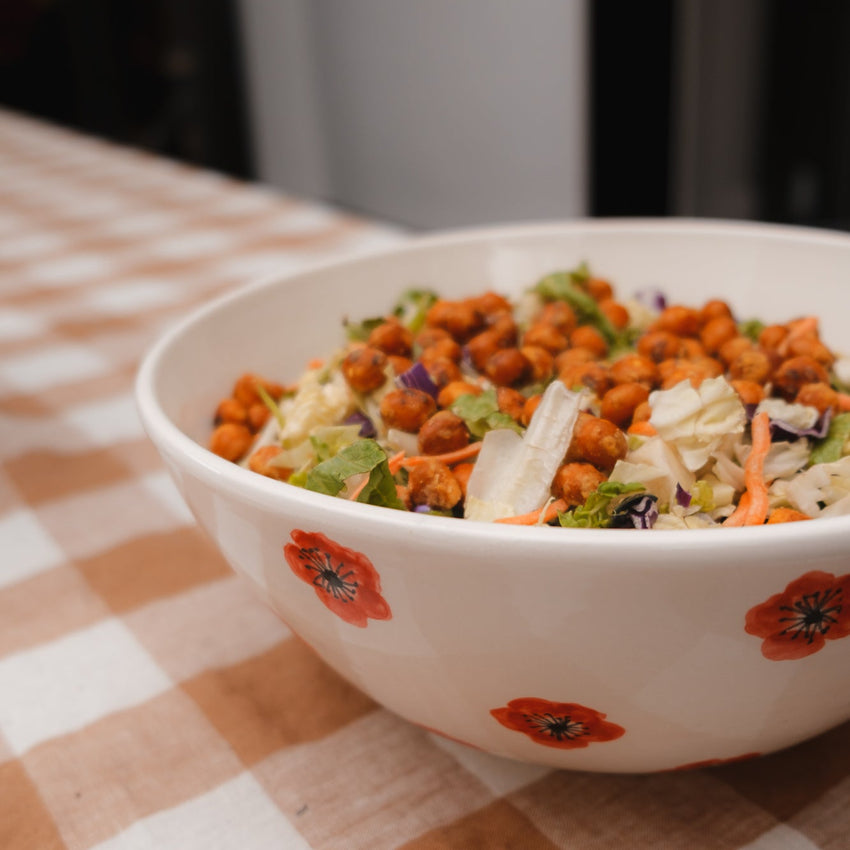 Red Poppy Ceramic Salad Bowl