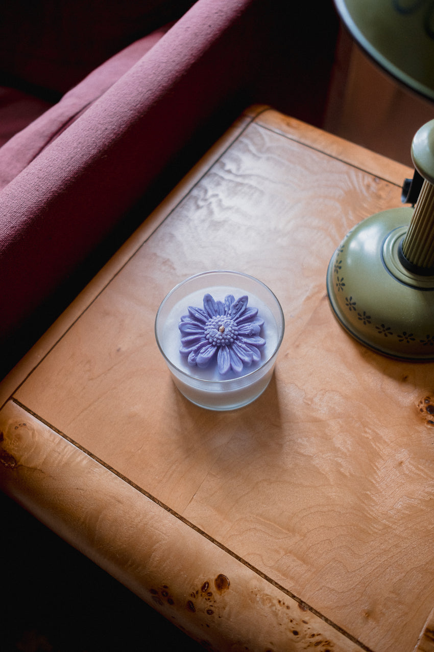 Lavender Flower Glass Jar Candle
