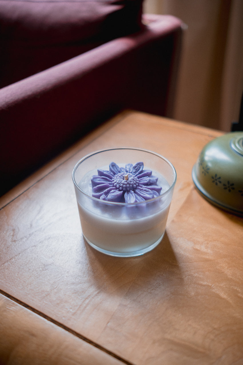Lavender Flower Glass Jar Candle
