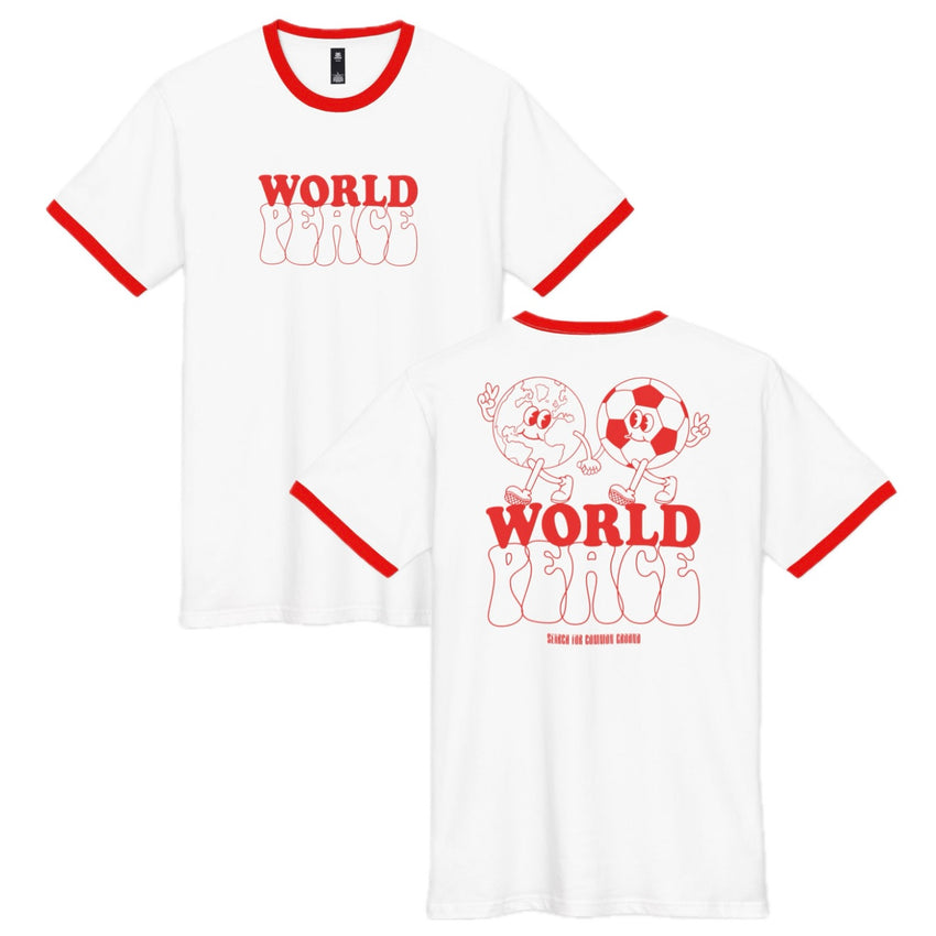 World Peace and Soccer Staple Ringer Tee