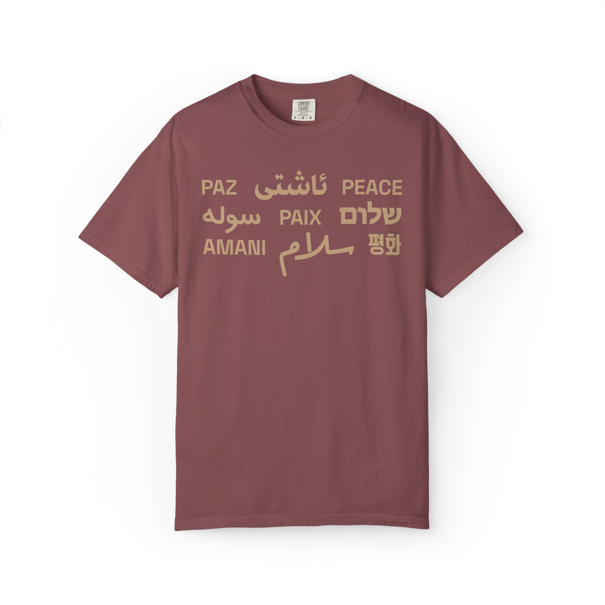 "Peace" Multi-Language Unisex Heavyweight Crewneck T-Shirt
