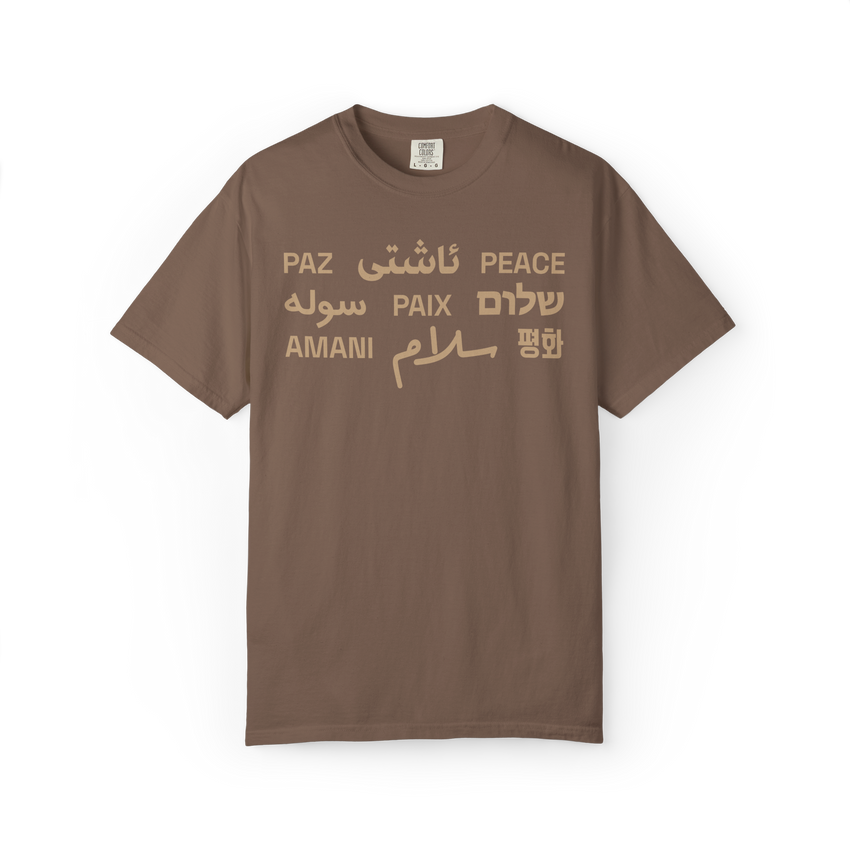 "Peace" Multi-Language Unisex Heavyweight Crewneck T-Shirt