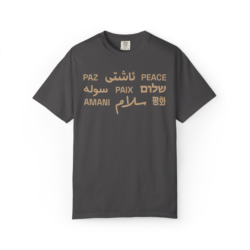 "Peace" Multi-Language Unisex Heavyweight Crewneck T-Shirt