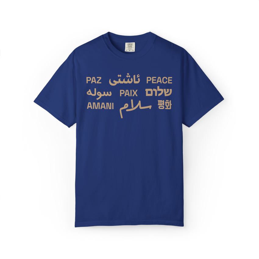 "Peace" Multi-Language Unisex Heavyweight Crewneck T-Shirt