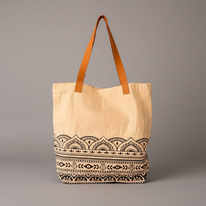 Henna Canvas and Leather Tote