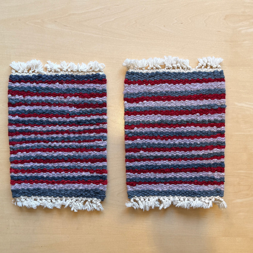 Hand-Woven Mini Coaster Rug Set of Two