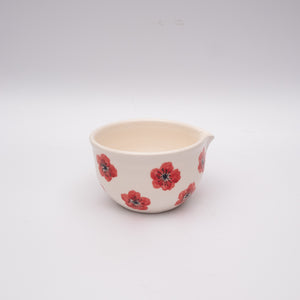Red Poppy Ceramic Matcha Bowl