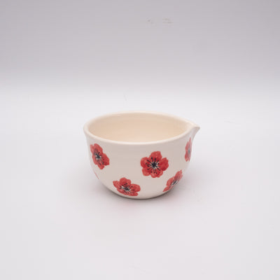 Red Poppy Ceramic Matcha Bowl