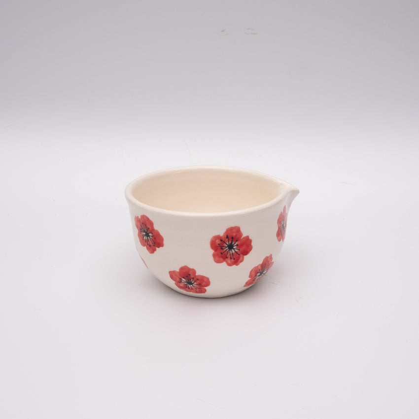 Red Poppy Ceramic Matcha Bowl