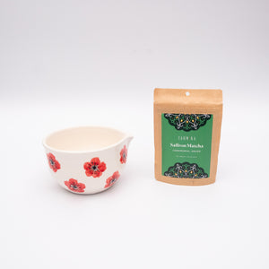 Handmade Ceramic Matcha Bowl and Saffron Ceremonial Grade Matcha Bundle