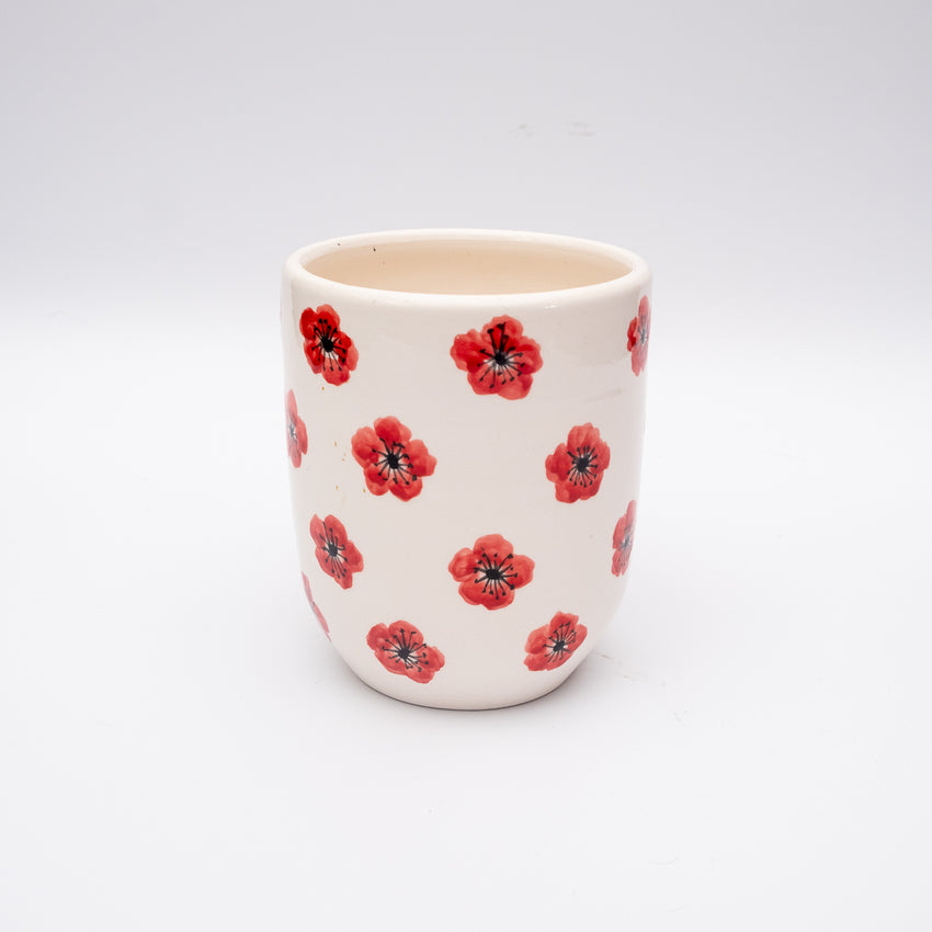 Red Poppy Ceramic Planter Pot