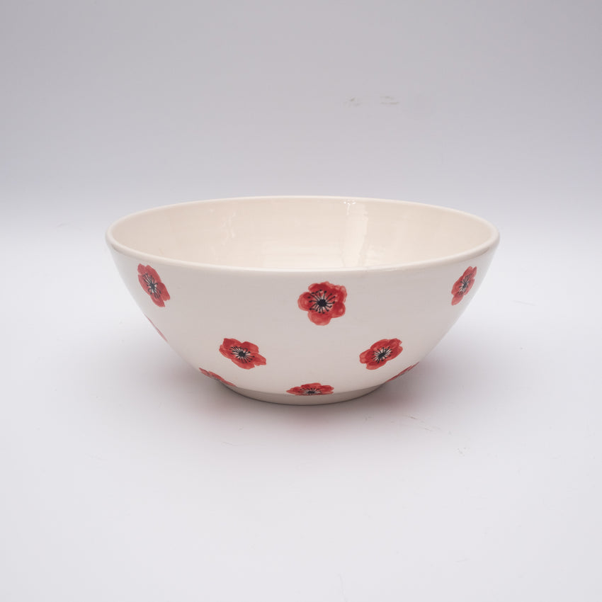 Red Poppy Ceramic Salad Bowl