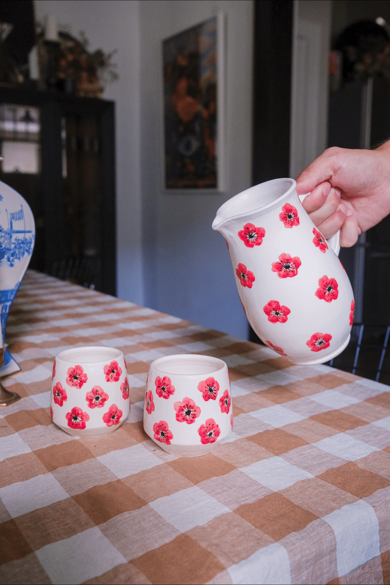 Red Poppy Ceramic Table Pitcher