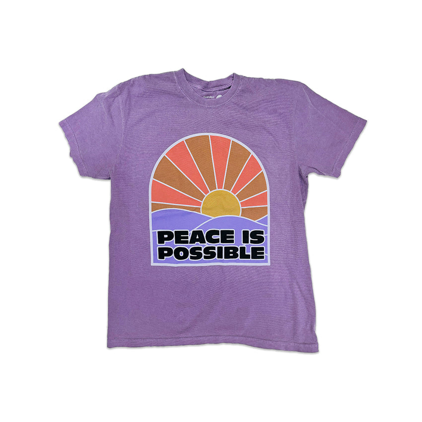 "Peace is Possible" Heavyweight Unisex Shirt - Grape