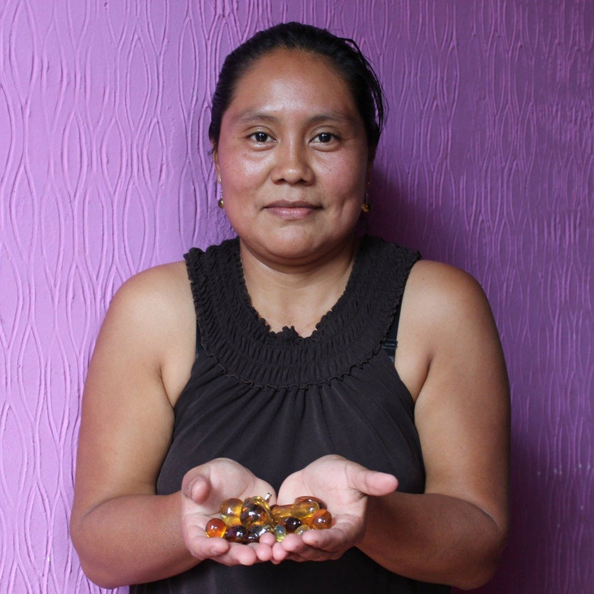 Amber Moon Bead Drop Necklace