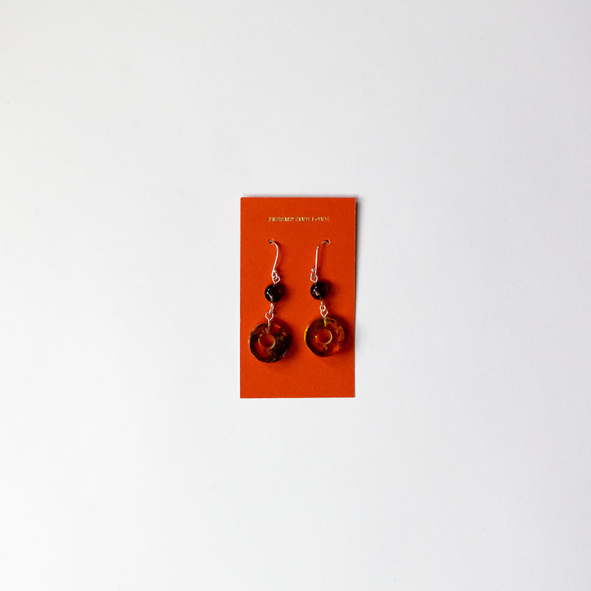 Amber Drop Circle Earrings